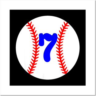 Kids Baseball 7 Year Old Birthday Posters and Art